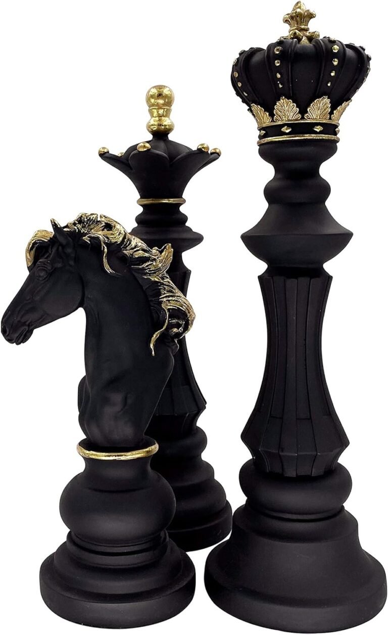 Three Chess Statues Sculpture Ornament Collectible